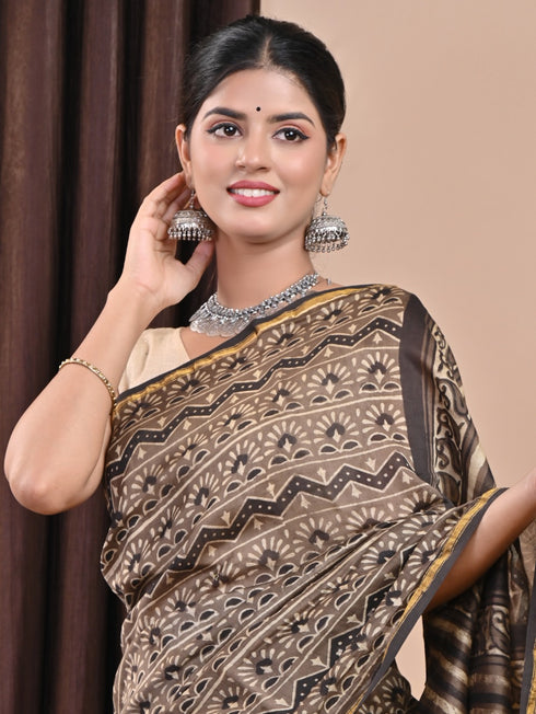 Designer Ajrak Print Chanderi Silk Saree (CHSAR36)